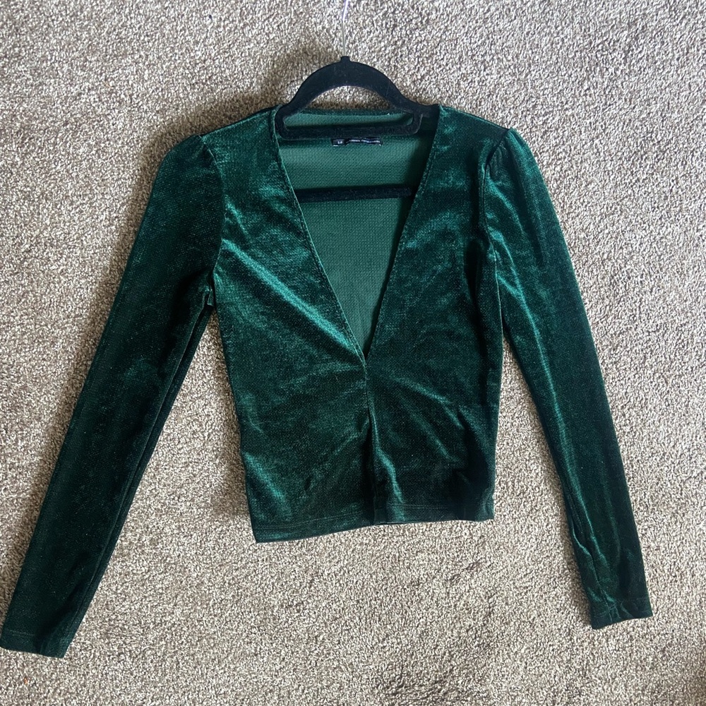 Urban Outfitters Forest Green Sparkly Velvet Top